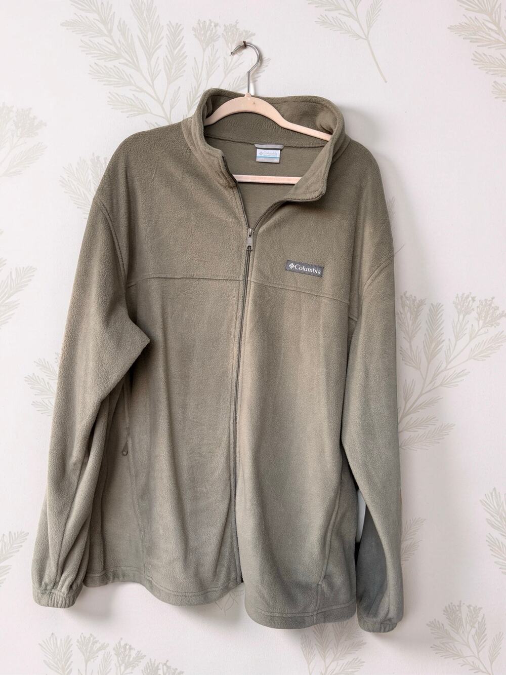 Columbia Mens 2X Fleece Jacket Olive Green Full Zip Big & Tall Outdoor